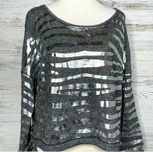 Jennifer Lopez Metallic Crop Sweatshirt